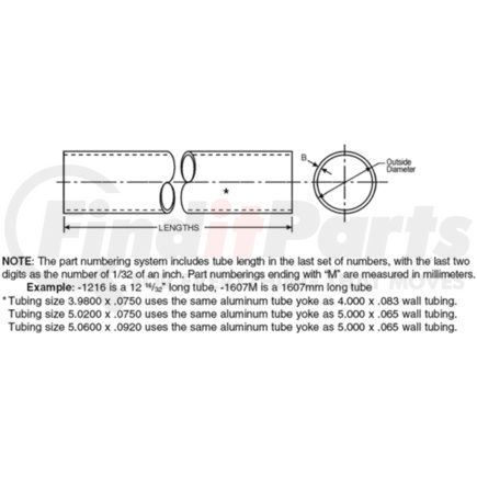 212034X-1623M by DANA - Drive Shaft Tubing - Aluminum, 63.89 in. Length, Straight, 5.04 in. OD Tube