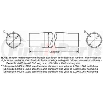 212218X-1862M by DANA - ALUMINUM DRIVE SHAFT TUBING