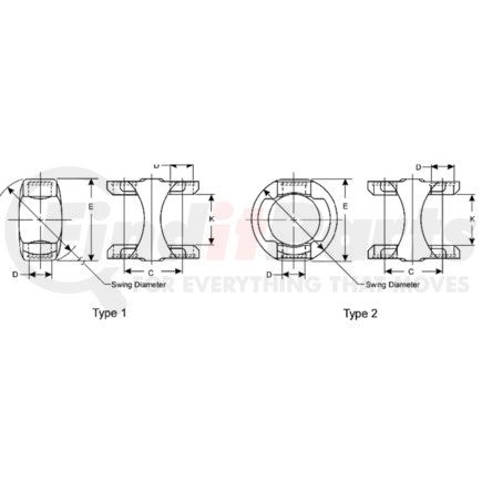 3-26-667 by DANA - Double Cardan CV Centering Yoke - Steel, 2.37 in. ID, 3.46 in. OD