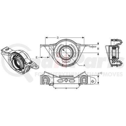 5009385-1 by DANA - Drive Shaft Center Support Bearing - 1.18 in. ID, 2.26 in. Width Bracket