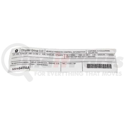 52014649AA by MOPAR - LABEL