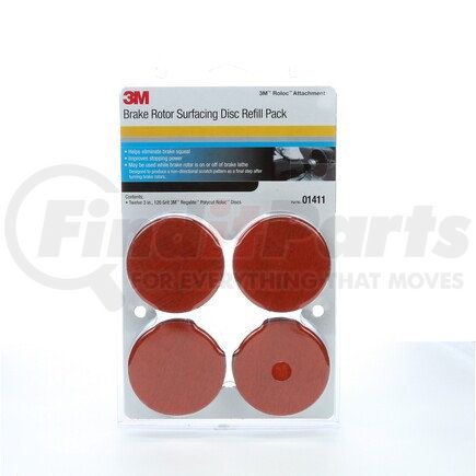 01411 by 3M - Roloc™ Brake Rotor Surface Conditioning Disc Refill Pack, P120 grit, 12 discs pack, 12 packs per case