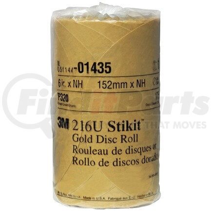 01435 by 3M - Stikit™ Gold Disc Roll, 6 in, P320, 175 discs per roll, 6 rolls per case