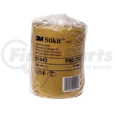 01443 by 3M - Stikit™ Gold Disc Roll, 6 in, P80A, 125 discs per roll, 10 rolls per case