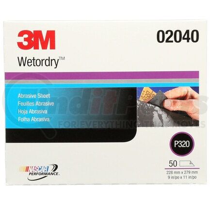 02040 by 3M - Wetordry™ Abrasive Sheet 213Q, P320, 9 in x 11 in, 50 sheets per carton, 5 cartons per case