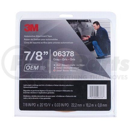 06378 by 3M - Automotive Attachment Tape , Gray, 0.76 mm, 7/8 in x 20 yd, 12 per case