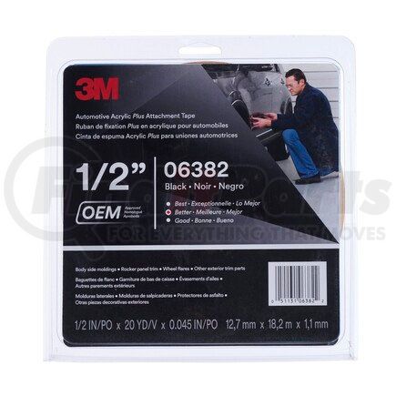 06382 by 3M - Mounting Tape - Attachment Tape, 1/2 in x 20 yd, 12 Roll/Case