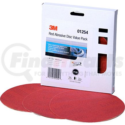 01254 by 3M - 3Mâ„¢ Red Abrasive Stikitâ„¢ Disc Value Pack, 6", P180 Grit, 25 Per Pack