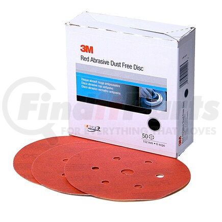 01142 by 3M - 3Mâ„¢ Red Abrasive Hookitâ„¢ Disc, Dust Free, 6", P220 Grit, 50 Per Box