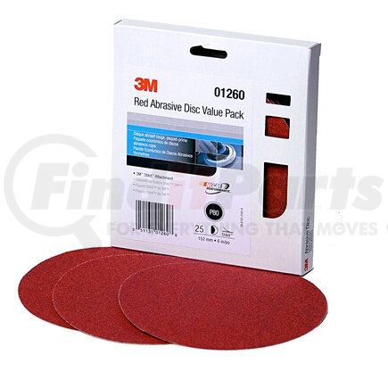 01260 by 3M - 3Mâ„¢ Red Abrasive Stikitâ„¢ Disc Value Pack, 6", P80 Grit, 25 Per Pack