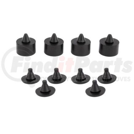 110693 by UNITED PACIFIC - Hood Stop Buffer - Set, Black, Rubber, For 1947-1955 Chevrolet and GMC Truck