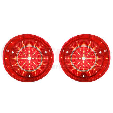 111119 by UNITED PACIFIC - Tail Light - RH and LH, Red Lens, 42 LEDs, with SS Trim, For 1972 Chevy Chevelle SS/Malibu