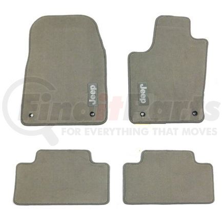 82213684AB by MOPAR - Floor Mat - Medium Graystone, First and Second Row, with Jeep Logo, For 2013-2015 Jeep Grand Cherokee