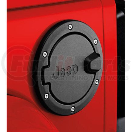 82214793 by MOPAR - Fuel Filler Door - Satin Black, with Jeep Logo, for 2007-2017 Jeep Wrangler & 2018 Wrangler JK