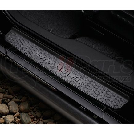 82215394 by MOPAR - Door Sill Plate Set - Black, Plastic, with Jeep Wrangler (Jl) Logo, For 2018-2023 Jeep Wrangler