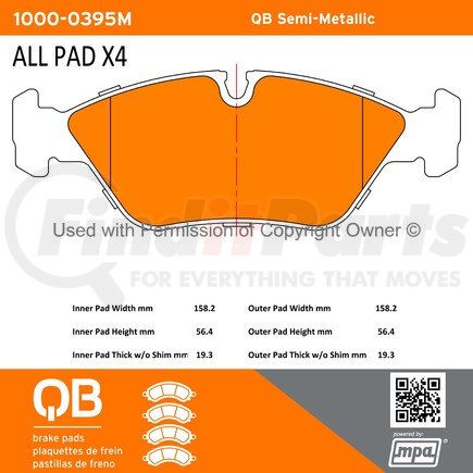 1000-0395M by MPA ELECTRICAL - QB Semi-Metallic Brake Pads