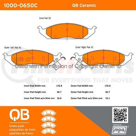 1000-0650C by MPA ELECTRICAL - QB Ceramic Brake Pads