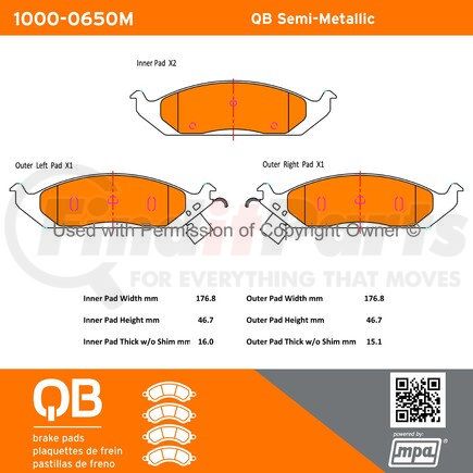 1000-0650M by MPA ELECTRICAL - QB Semi-Metallic Brake Pads