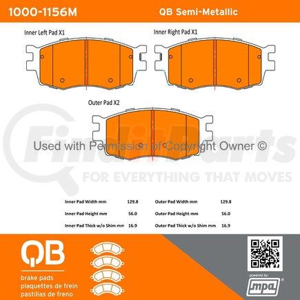 1000-1156M by MPA ELECTRICAL - QB Semi-Metallic Brake Pads