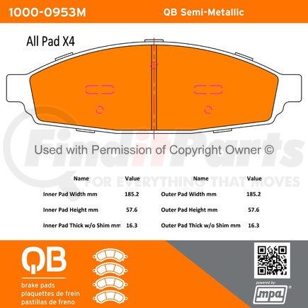 1000-0953M by MPA ELECTRICAL - QB Semi-Metallic Brake Pads