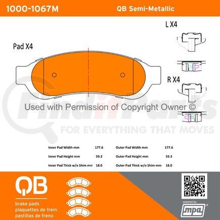 1000-1067M by MPA ELECTRICAL - QB Semi-Metallic Brake Pads