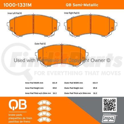 1000-1331M by MPA ELECTRICAL - QB Semi-Metallic Brake Pads