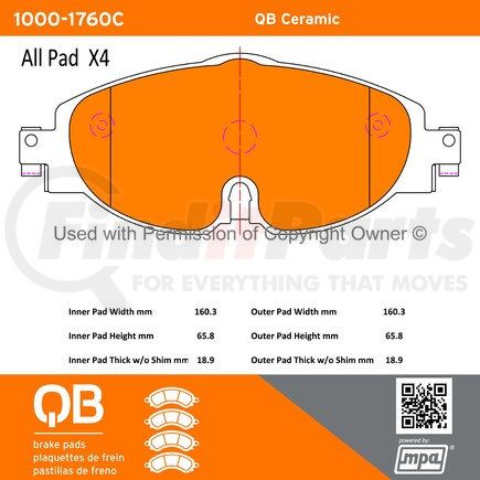 1000-1760C by MPA ELECTRICAL - QB Ceramic Brake Pads