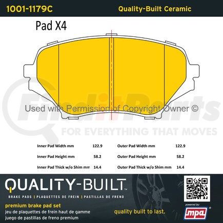 1001-1179C by MPA ELECTRICAL - Quality-Built Disc Brake Pad, Premium, Ceramic, with Hardware