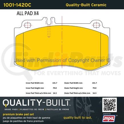 1001-1420C by MPA ELECTRICAL - Quality-Built Premium Ceramic Brake Pads w/ Hardware