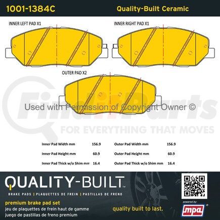 1001-1384C by MPA ELECTRICAL - Quality-Built Premium Ceramic Brake Pads w/ Hardware