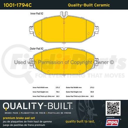 1001-1794C by MPA ELECTRICAL - Quality-Built Premium Ceramic Brake Pads