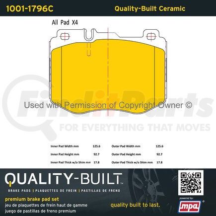 1001-1796C by MPA ELECTRICAL - Quality-Built Premium Ceramic Brake Pads w/ Hardware