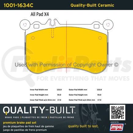 1001-1634C by MPA ELECTRICAL - Quality-Built Premium Ceramic Brake Pads w/ Hardware