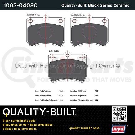 1003-0402C by MPA ELECTRICAL - Quality-Built Black Series Ceramic Brake Pads w/ Hardware