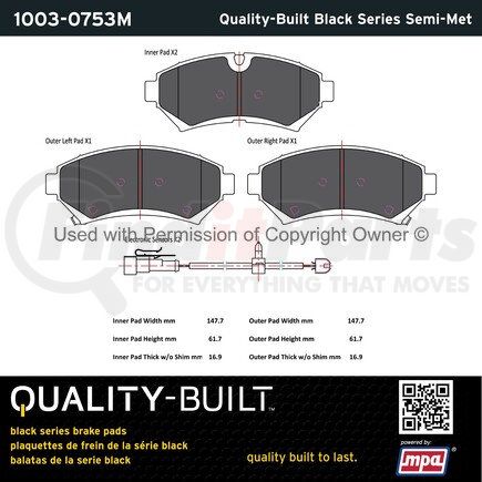 1003-0753M by MPA ELECTRICAL - Quality-Built Black Series Semi-Metallic Brake Pads w/ Hardware