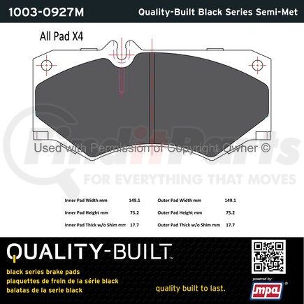 1003-0927M by MPA ELECTRICAL - Quality-Built Black Series Semi-Metallic Brake Pads