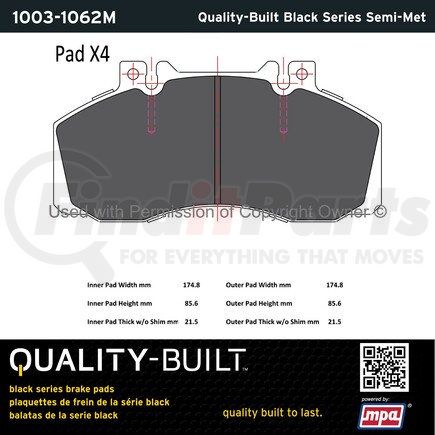 1003-1062M by MPA ELECTRICAL - Quality-Built Black Series Semi-Metallic Brake Pads