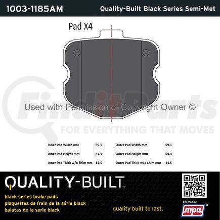 1003-1185AM by MPA ELECTRICAL - Quality-Built Disc Brake Pad, Black Series, Semi-Metallic