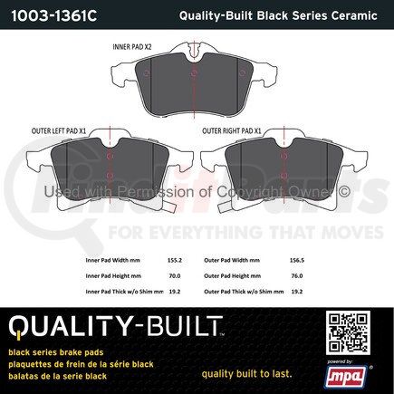 1003-1361C by MPA ELECTRICAL - Quality-Built Black Series Ceramic Brake Pads w/ Hardware