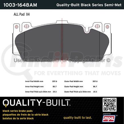 1003-1648AM by MPA ELECTRICAL - Quality-Built Black Series Semi-Metallic Brake Pads w/ Hardware