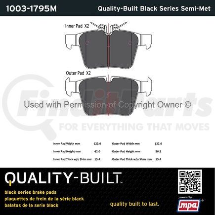 1003-1795M by MPA ELECTRICAL - Quality-Built Black Series Semi-Metallic Brake Pads