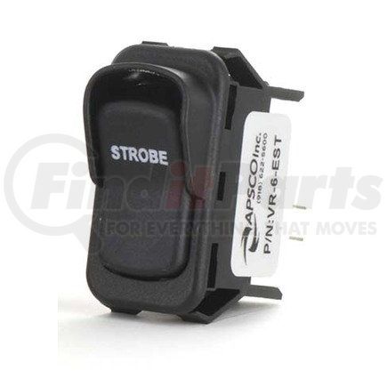 VR-6-EST by APSCO - Rocker Switch - Electric, Strobe, On/Off, 20 AMP, 12V DC, with "Strobe" Label