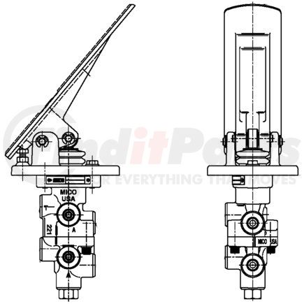 06-466-208 by MICO - Pedal Actuated Tandem Modulating Valve - 2000 PSI