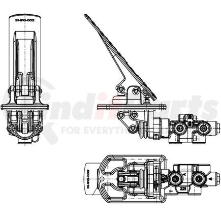 06-466-286 by MICO - Air Brake Spring Brake Modulating Valve - Hrz Pedal Tdm Mod Vlv