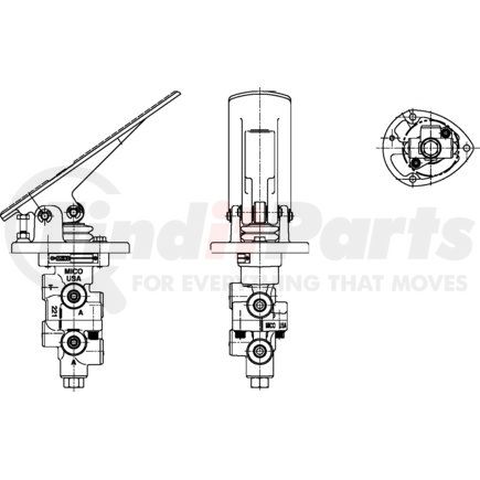 06-466-220 by MICO - Air Brake Spring Brake Modulating Valve - Pedal Tandem Mod Valve