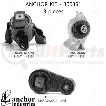 300351 by ANCHOR MOTOR MOUNTS - ENGINE MNT KIT