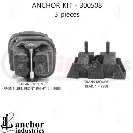 300508 by ANCHOR MOTOR MOUNTS - Engine Mount Kit - 3-Piece Kit, for 1998-2004 Chrysler 300M