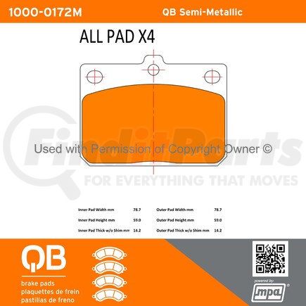 1000-0172M by MPA ELECTRICAL - QB Semi-Metallic Brake Pads