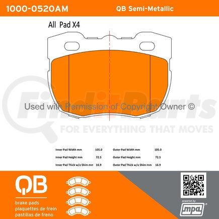 1000-0520AM by MPA ELECTRICAL - QB Semi-Metallic Brake Pads