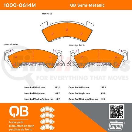 1000-0614M by MPA ELECTRICAL - QB Semi-Metallic Brake Pads